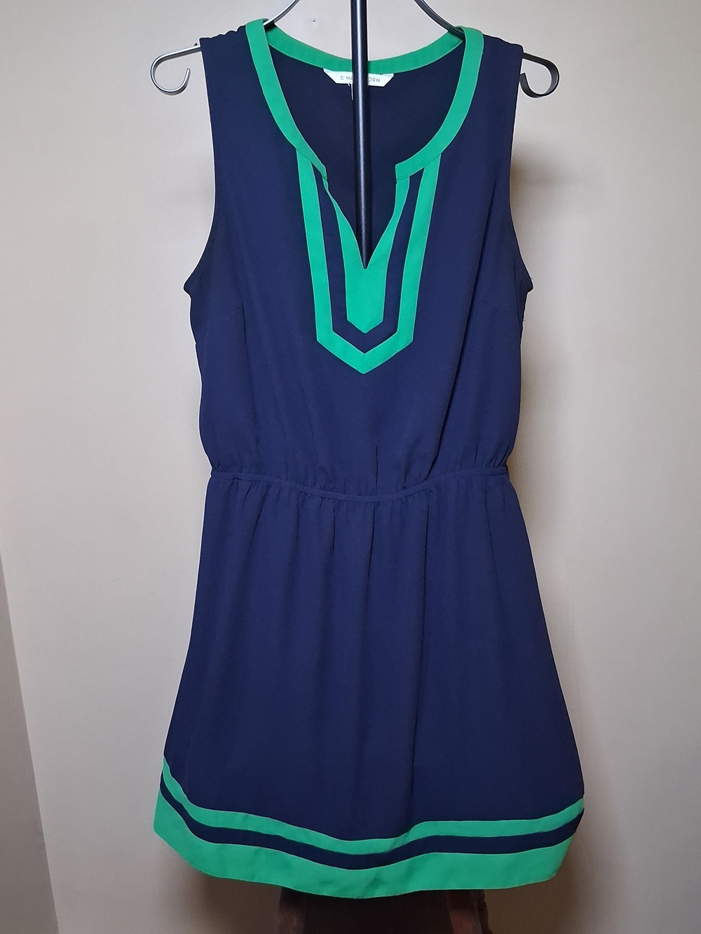 41 Hawthorne Women's Navy & Green Dress; Size M